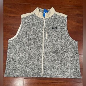Columbia Men's Zip Up Sweater Vest in Gray and Cream